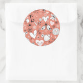 Tortelduifjes patroon ronde sticker (Tas)