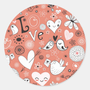 Tortelduifjes patroon ronde sticker