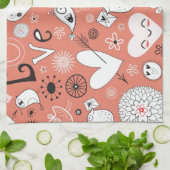 Tortelduifjes patroon theedoek (Gevouwen)