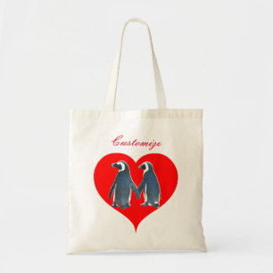 Tortelduifjes Penguin Couple Hearts Thunder_Cove Tote Bag