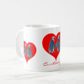 Tortelduifjes Penguin Couple Red Hearts Thunder_Co Koffiemok (Voorkant links)