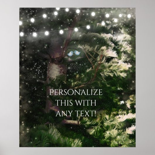 Tortelduifjes + Pine Tree Night Wedding Custom Ban Poster (Voorkant)