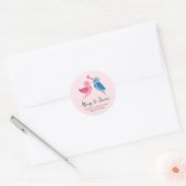 Tortelduifjes - Roze en Blauwe Trouwstickers Ronde Sticker (Envelop)