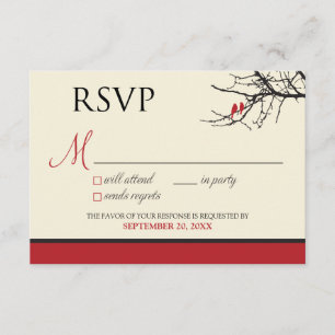 Tortelduifjes RSVP-kaart (zwart/rood):KLANT: RSVP Kaartje