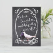  Tortelduifjes Rustic Chalkboard Wedding Kaart (Staand voorkant)