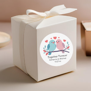 Tortelduifjes samen voor altijd Valentijnsdag brui Ronde Sticker