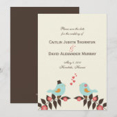 Tortelduifjes Sla de datumkaart op Save The Date (Voorkant / Achterkant)