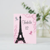 Tortelduifjes Tabelnummer (roze) Briefkaart (Staand voorkant)