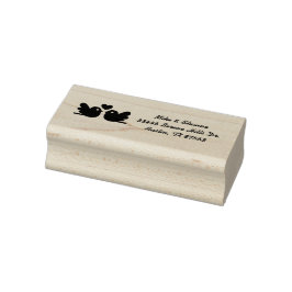 Tortelduifjes trouwadres rubberen stempel