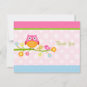 Tortelduifjes & Uil op de tak Dank u kaart (Voorkant)