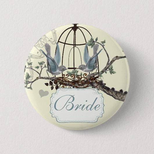  Tortelduifjes van Bluebird Wedding Badges Ronde Button 5,7 Cm (Voorkant)