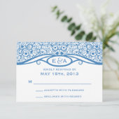 Tortelduifjes Vine Pattern R.S.V.P. RSVP Kaartje (Staand voorkant)