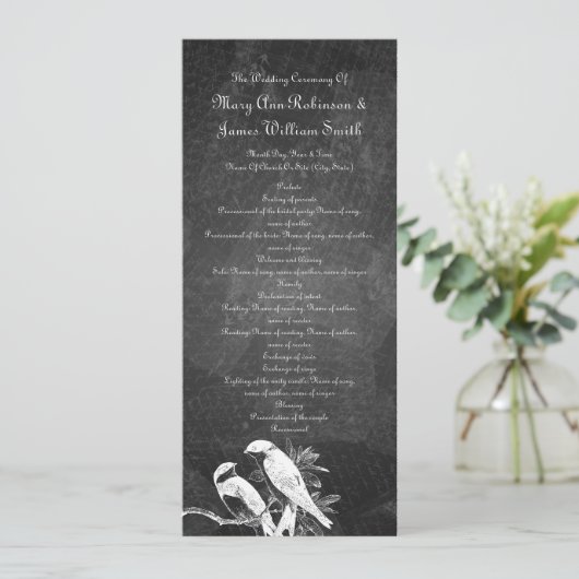 Tortelduifjes voor Elegant Wedding Program Black Programma (Staand voorkant)
