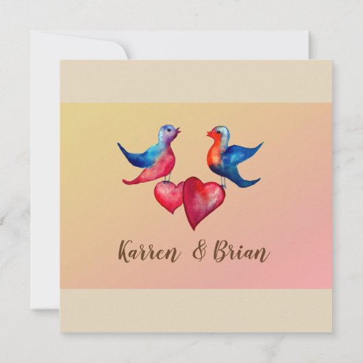 Tortelduifjes Waterverf Kunstuitnodiging Kaart (Achterkant)