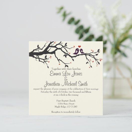 Tortelduifjes Weddenschap Kaart (Staand voorkant)