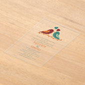 Tortelduifjes Wedding Acryl Uitnodigingen (Laagn)