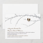 Tortelduifjes Wedding Invitation (chocolade) Kaart (Voorkant / Achterkant)