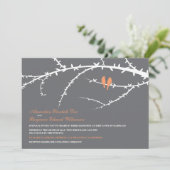 Tortelduifjes Wedding Invitation (koraal) Kaart (Staand voorkant)