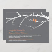 Tortelduifjes Wedding Invitation (koraal) Kaart (Voorkant / Achterkant)