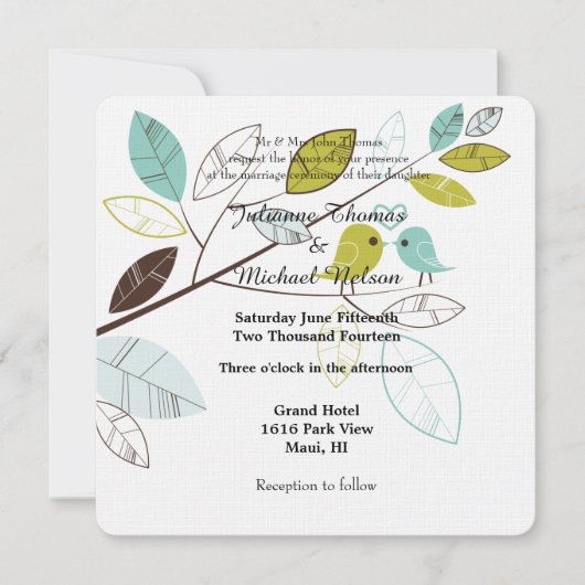 Tortelduifjes Wedding Kaart (Voorkant)