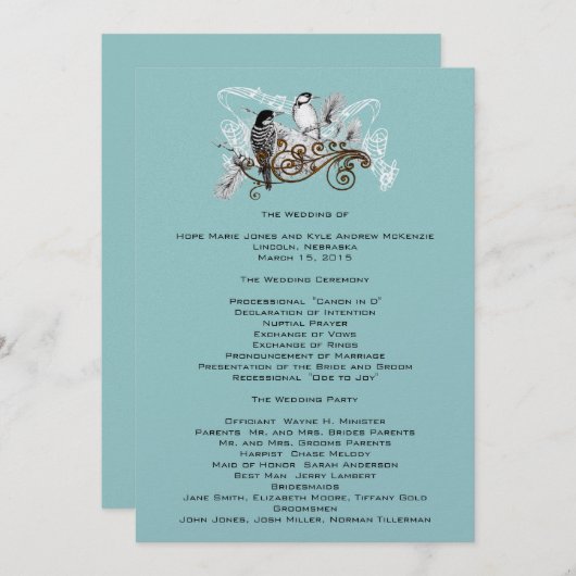  Tortelduifjes Wedding Program White Notes Programma (Voorkant / Achterkant)