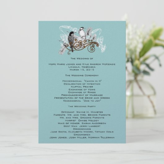  Tortelduifjes Wedding Program White Notes Programma (Staand voorkant)