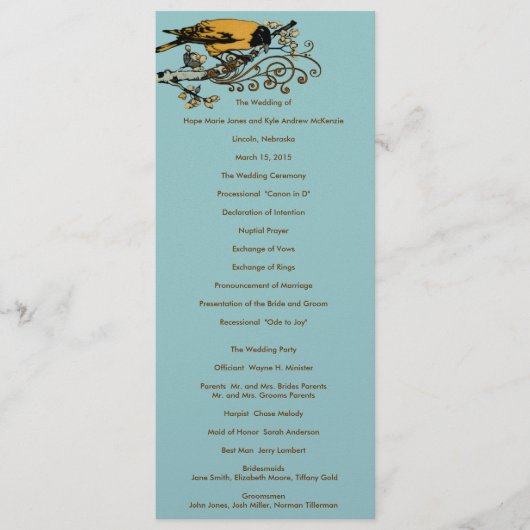  Tortelduifjes Wedding Programme Programma (Voorkant)