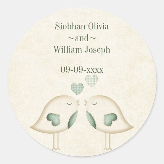 Tortelduifjes Wedding Ronde Sticker (Voorkant)