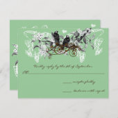 Tortelduifjes Witte Bloemen Teken Weddenschap RSVP Kaartje (Voorkant / Achterkant)