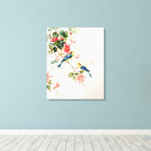  Tortelduifjes | zwart roze wit Canvas Afdruk (Insitu (Houten vloer))