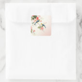  Tortelduifjes | zwart roze wit Vierkante Sticker (Tas)