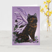 Tortie Fairy Cat Kaart (Gele Bloem)