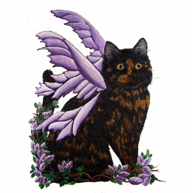 Tortie Fairy Cat Staand Fotobeeldje (Voorkant)