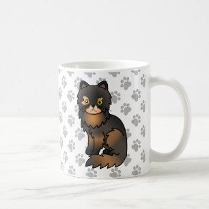 Tortie Point Perzische Moppige Cartoonkat Illustra Koffiemok