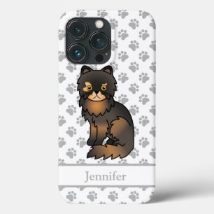 Tortie Point Perzische Mopshond Cute Cartoon Kat & iPhone 13 Pro Hoesje