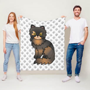 Tortie Point Perzische Mopshond Cute Cartoon Kat & Fleece Deken