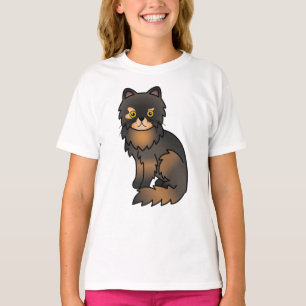 Tortie Point Perzische Mopshond Cute Cartoon Kat I T-shirt