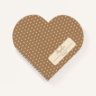 Tortilla Bruin en beige polka stippen hart Notitieboek