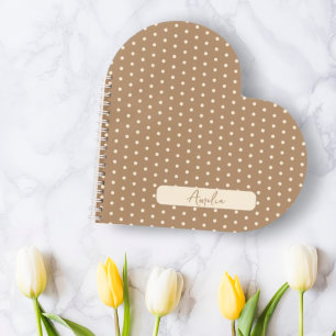 Tortilla Bruin en beige polka stippen hart Notitieboek