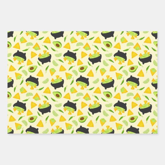 Tortilla Chips en Guacamole Pattern Inpakpapier Vel (Voorkant 3)
