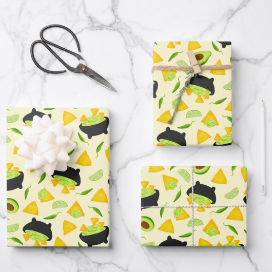 Tortilla Chips en Guacamole Pattern Inpakpapier Vel (Voorkant)