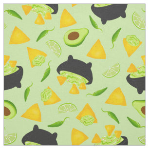 Tortilla Chips en Guacamole Pattern Stof