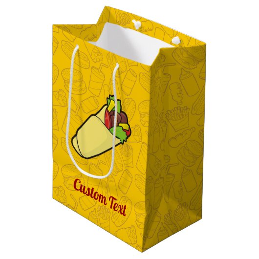Tortilla Sandwich Wrap Medium Gift Bag Medium Cadeauzakje (Voorkant Gekanteld)