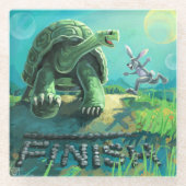 Tortoise en de Hare Art Glazen Onderzetter (Voorkant)