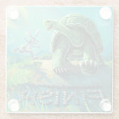 Tortoise en de Hare Art Glazen Onderzetter (Achterkant)