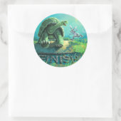 Tortoise en de Hare Art Ronde Sticker (Tas)