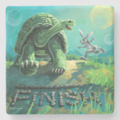 Tortoise en de Hare Art Stenen Onderzetter (Voorkant)