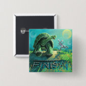 Tortoise en de Hare Art Vierkante Button 5,1 Cm (Voorkant /achterkant)