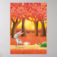 Tortoise en hazen 1 — Afdruk poster