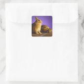 Tortoise en hazen vierkante sticker (Tas)